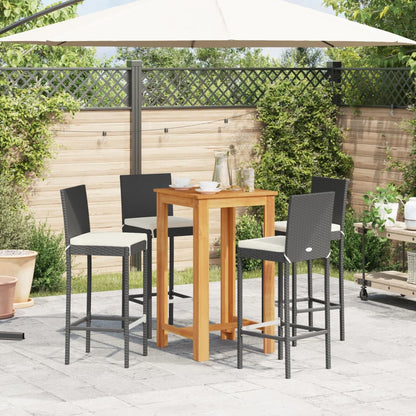 Set Bar da Giardino 5 pz Nero in Legno Acacia e Polyrattan - homemem39