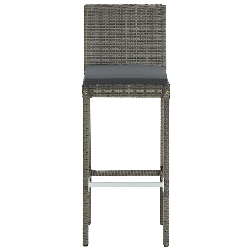 Set Bar Giardino 5pz Grigio Legno Massello Acacia e Polyrattan | homemem39