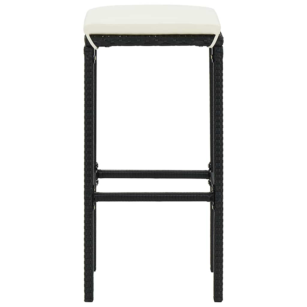 Set Bar da Giardino 3 pz Nero in Legno Acacia e Polyrattan | homemem39