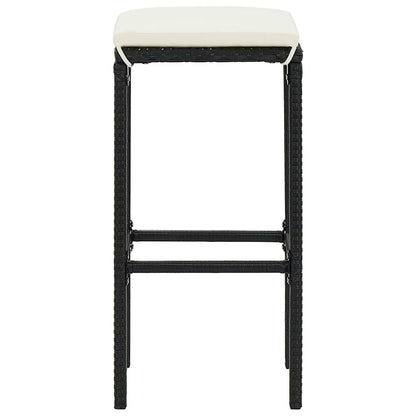 Set Bar da Giardino 3 pz Nero in Legno Acacia e Polyrattan | homemem39