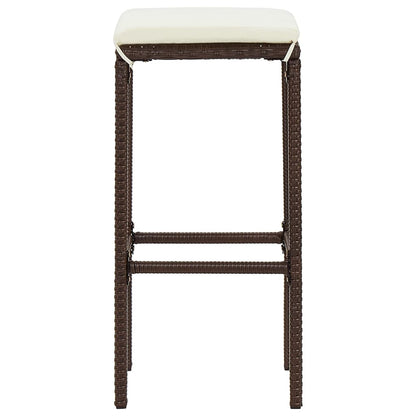 Set Bar Giardino 5pz Marrone Legno Massello Acacia e Polyrattan | homemem39