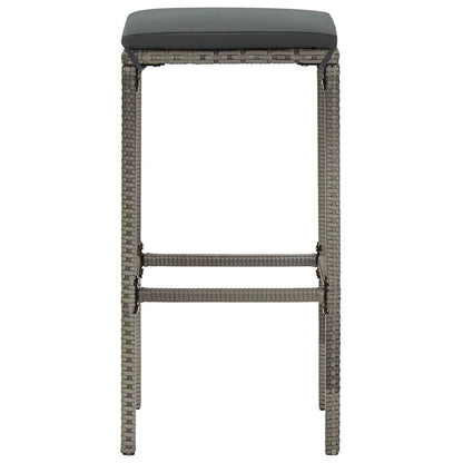 Set Bar Giardino 5pz Grigio Legno Massello Acacia e Polyrattan | homemem39