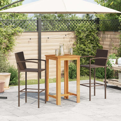 Set Bar da Giardino 3 pz Marrone in Legno Acacia e Polyrattan - homemem39