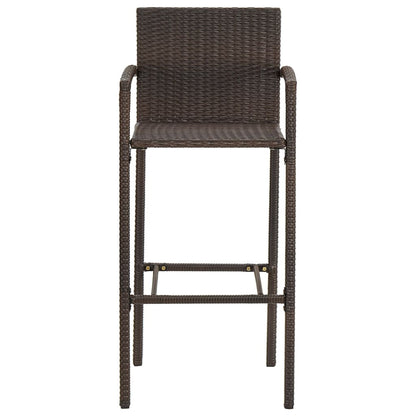 Set Bar Giardino 5pz Marrone Legno Massello Acacia e Polyrattan | homemem39