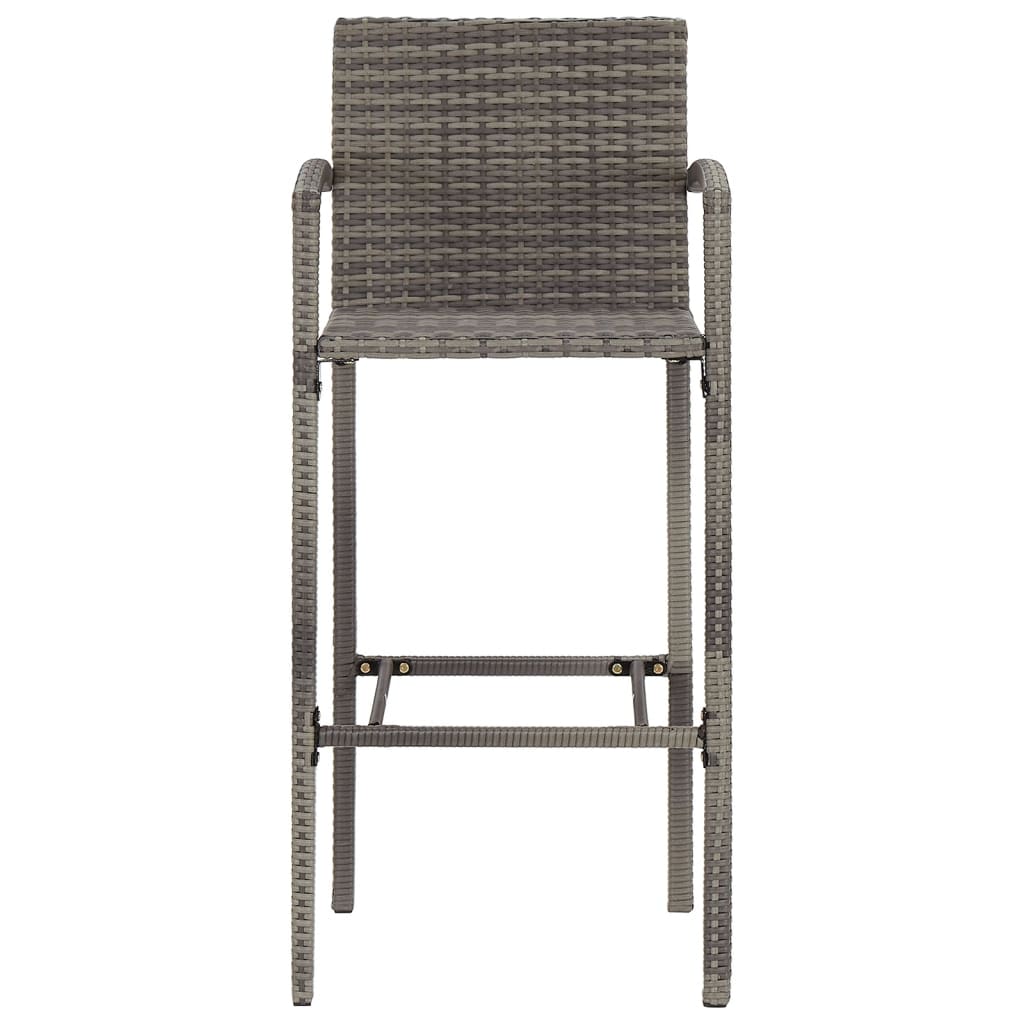 Set Bar Giardino 5pz Grigio Legno Massello Acacia e Polyrattan | homemem39