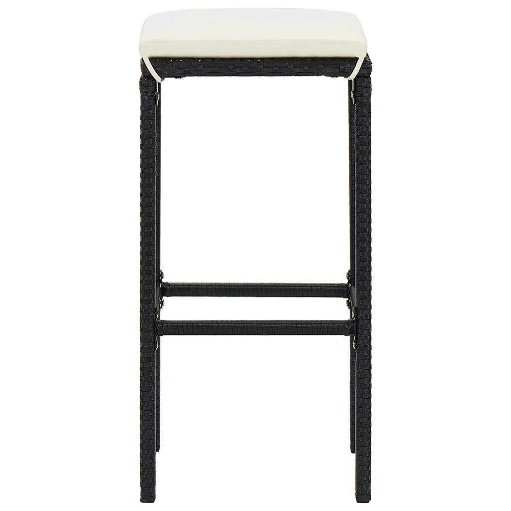 Set Bar da Giardino 7 pz Nero in Legno Acacia e Polyrattan | homemem39