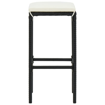 Set Bar da Giardino 7 pz Nero in Legno Acacia e Polyrattan | homemem39