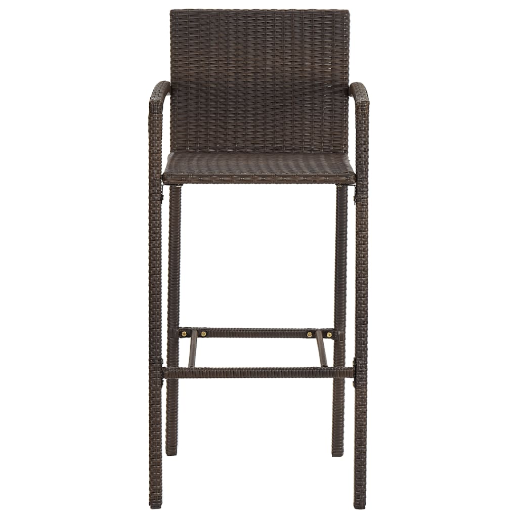 Set Bar Giardino 5pz Marrone Legno Massello Acacia e Polyrattan | homemem39