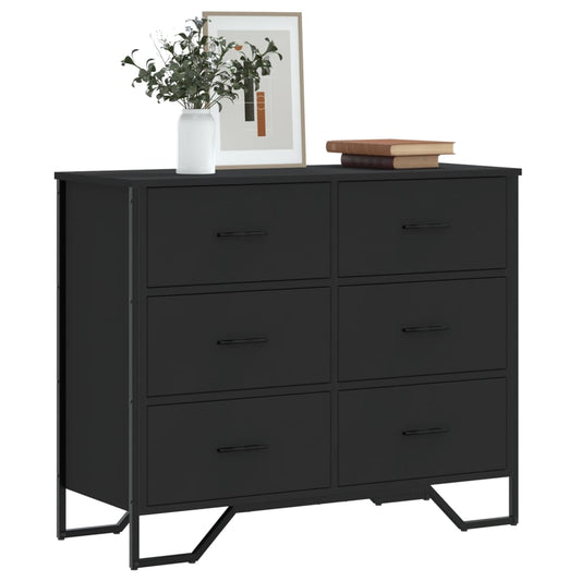Cassettiera Nera 91x35,5x74,5 cm in Truciolato | homemem39
