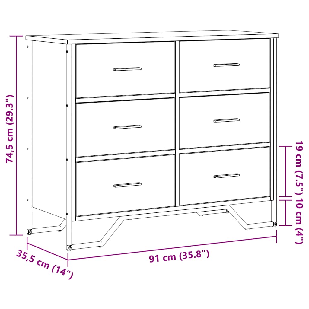 Cassettiera Grigio Sonoma 91x35,5x74,5 cm in Truciolato | homemem39
