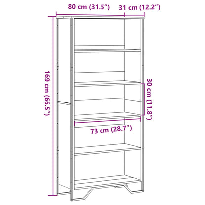 Libreria Nera 80x31x169 cm in Truciolato