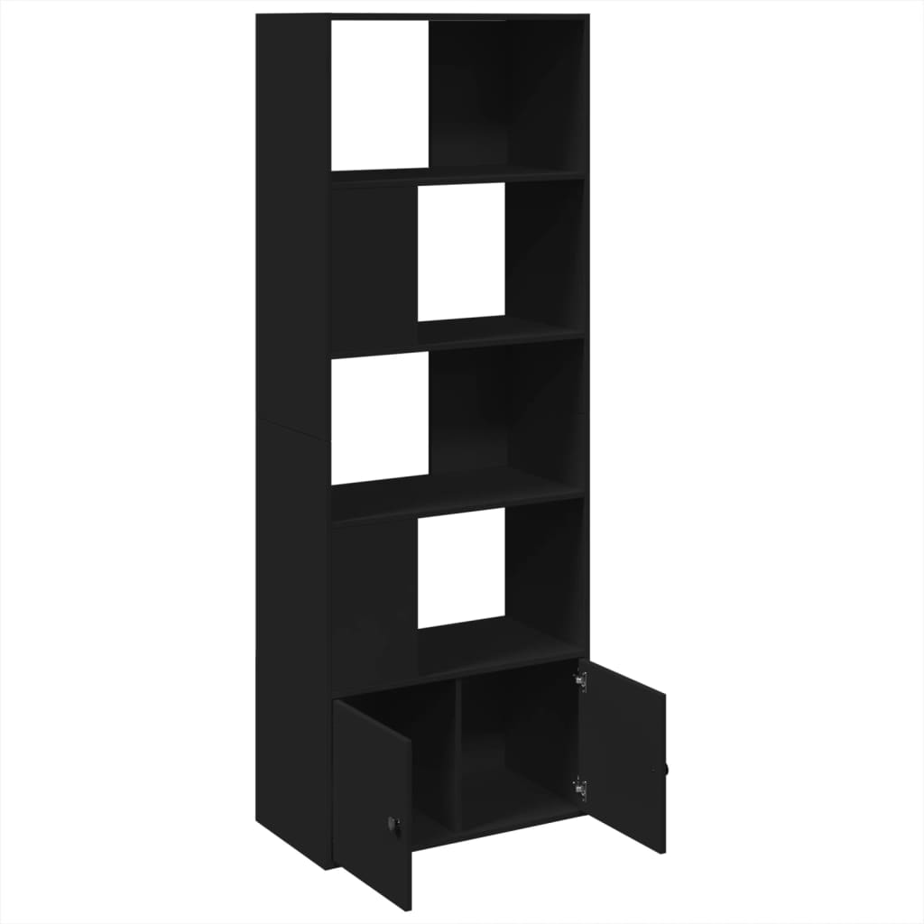 Libreria Nera 70x36x189 cm in Legno Multistrato