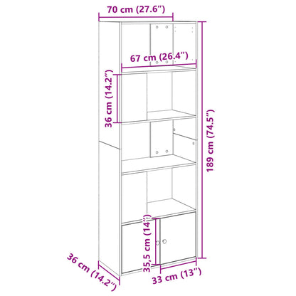 Libreria Nera 70x36x189 cm in Legno Multistrato