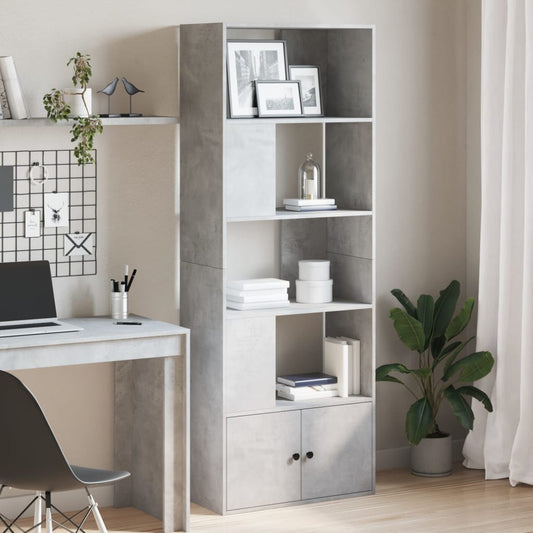 Libreria Grigio Cemento 70x36x189 cm in Legno Multistrato