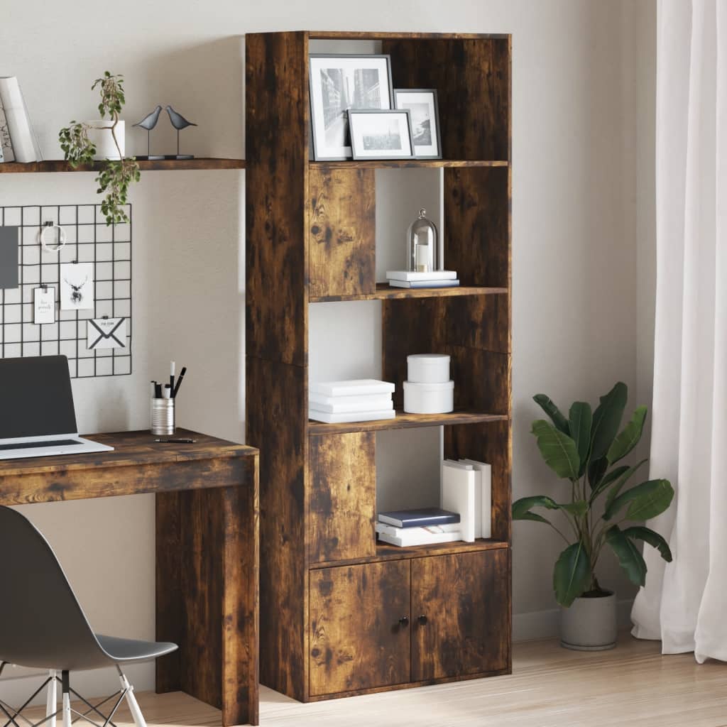 Libreria Rovere Fumo 70x36x189 cm in Legno Multistrato