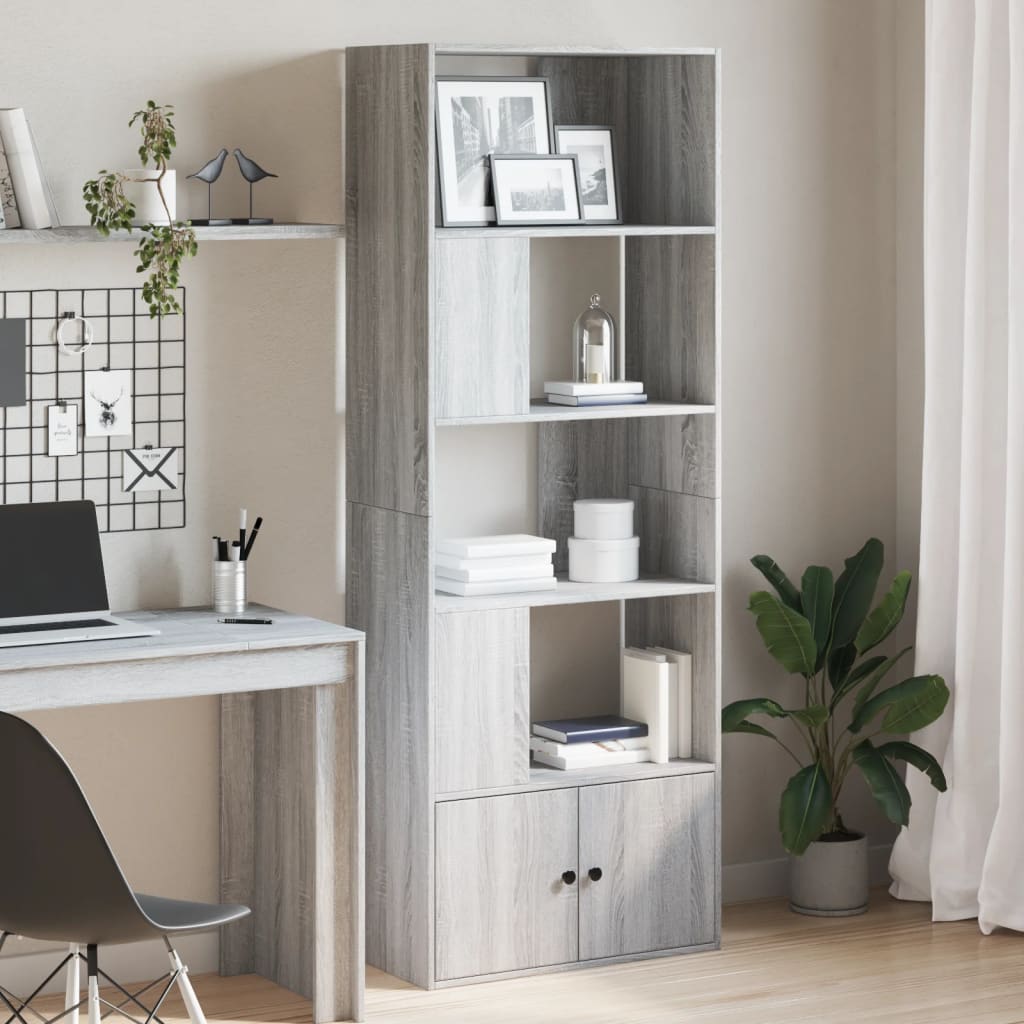 Libreria Grigio Sonoma 70x36x189 cm in Legno Multistrato