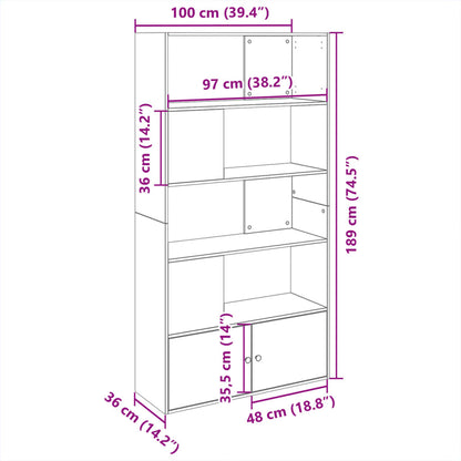 Libreria Nera 100x36x189 cm in Legno Multistrato