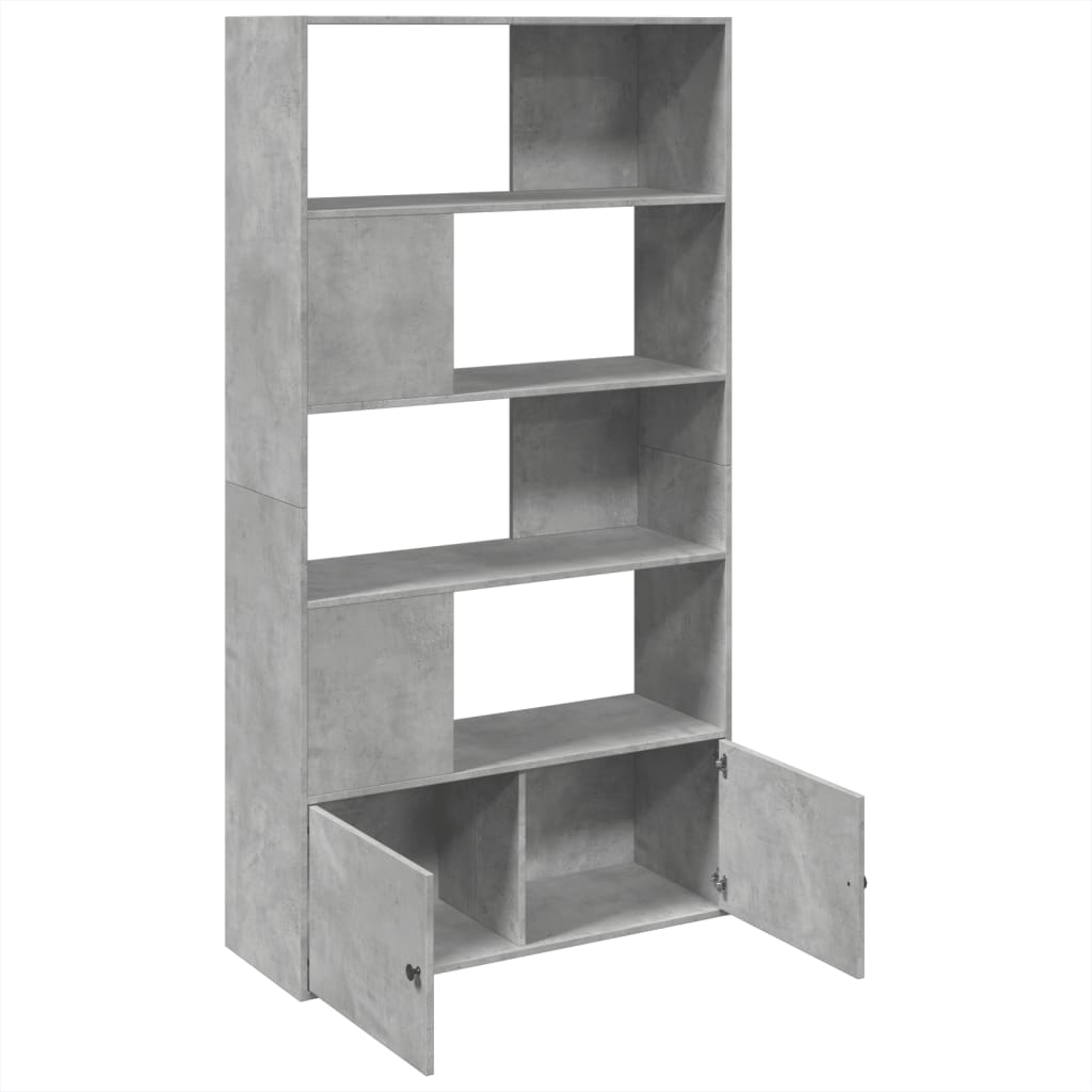 Libreria Grigio Cemento 100x36x189 cm in Legno Multistrato