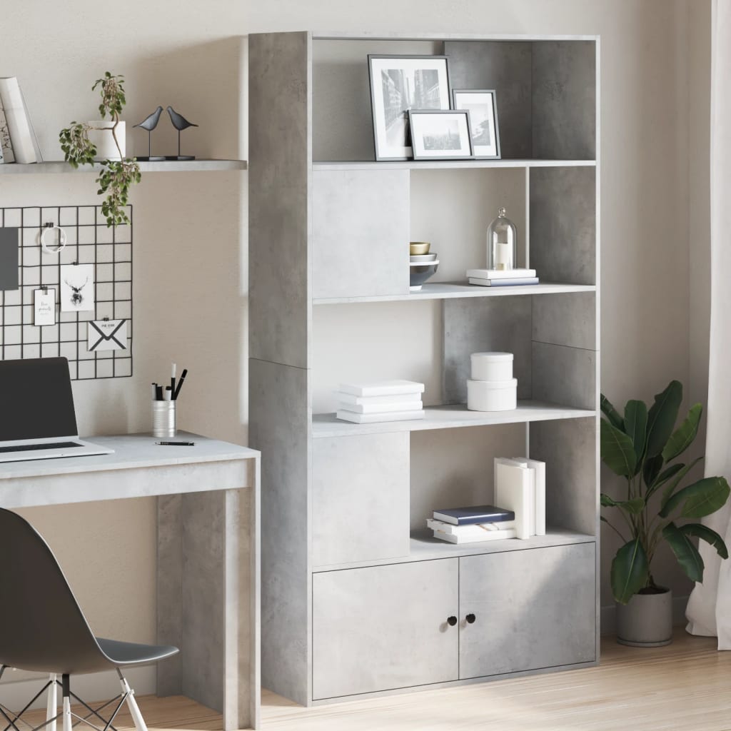 Libreria Grigio Cemento 100x36x189 cm in Legno Multistrato