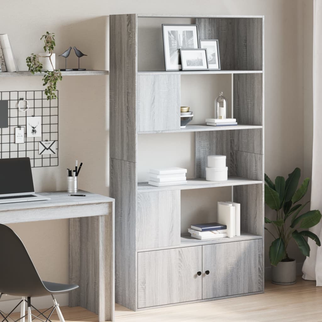 Libreria Grigio Sonoma 100x36x189 cm in Legno Multistrato