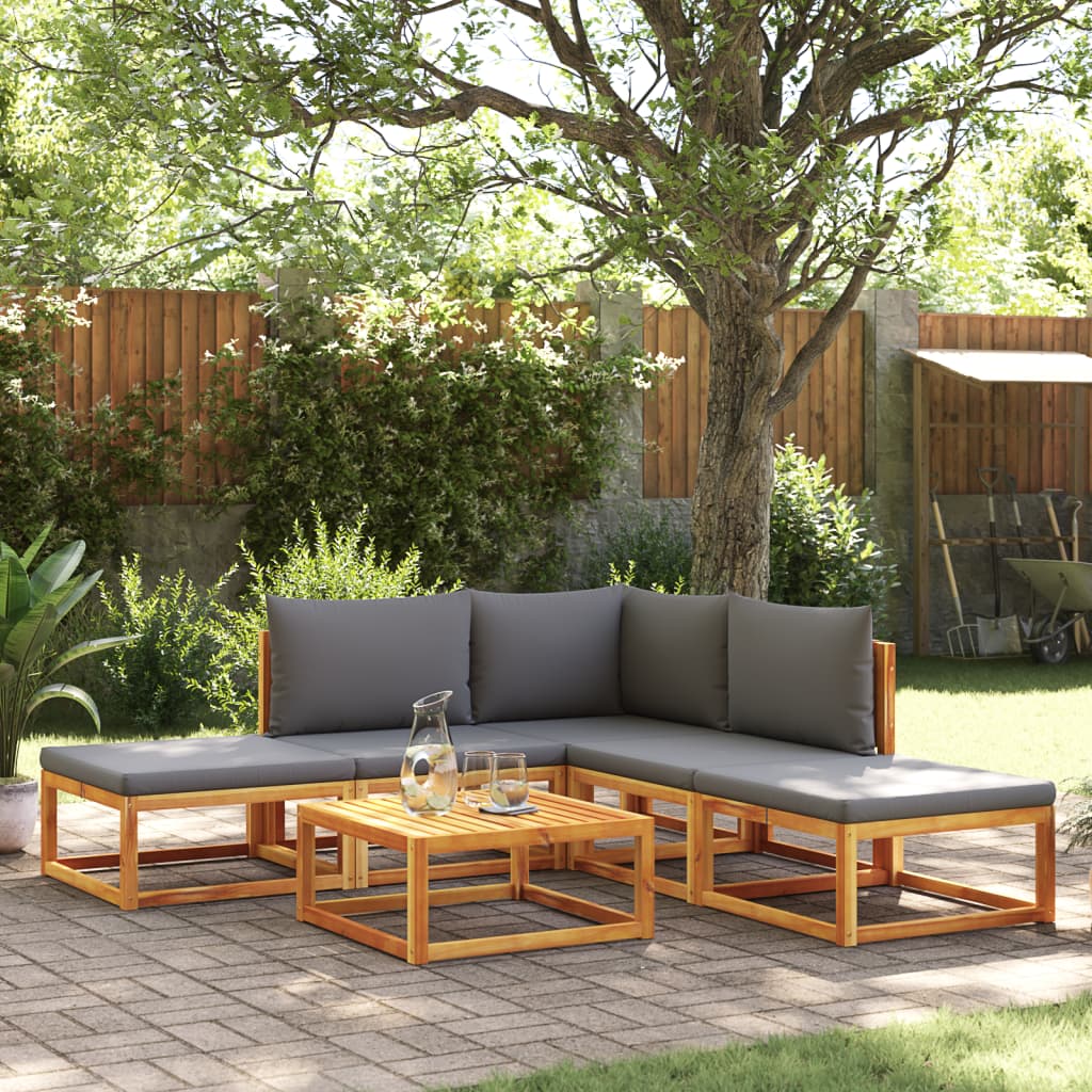 Set di divani da giardino 6 pezzi con cuscini in legno di acacia e corda | homemem39