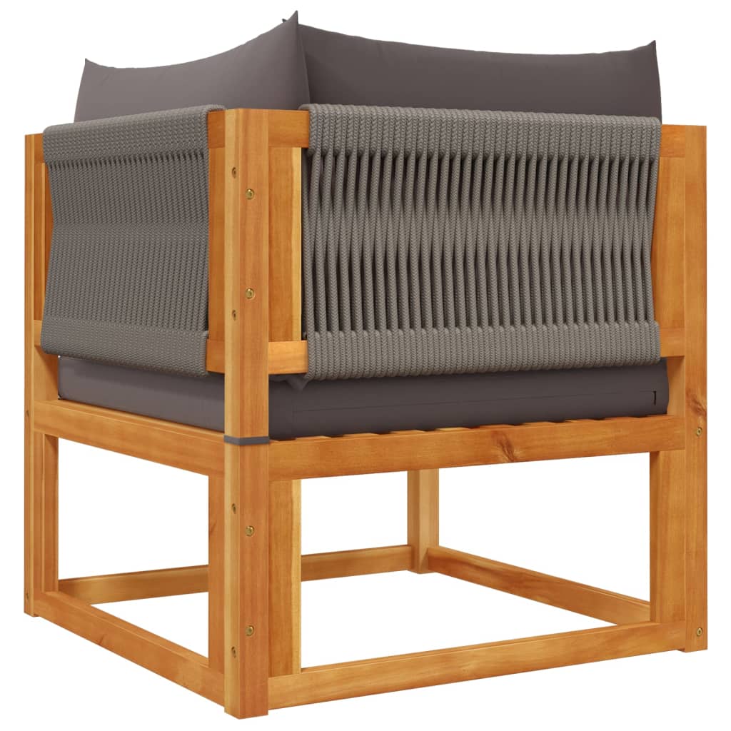 Set di divani da giardino 4 pezzi con cuscini in legno di acacia e corda | homemem39