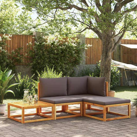 Set di divani da giardino 4 pezzi con cuscini in legno di acacia e corda | homemem39