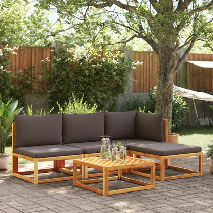 Set di divani da giardino 5 pezzi con cuscini in legno di acacia e corda | homemem39