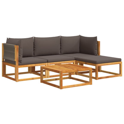 Set di divani da giardino 5 pezzi con cuscini in legno di acacia e corda | homemem39