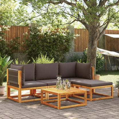 Set di divani da giardino 5 pezzi con cuscini in legno di acacia e corda | homemem39