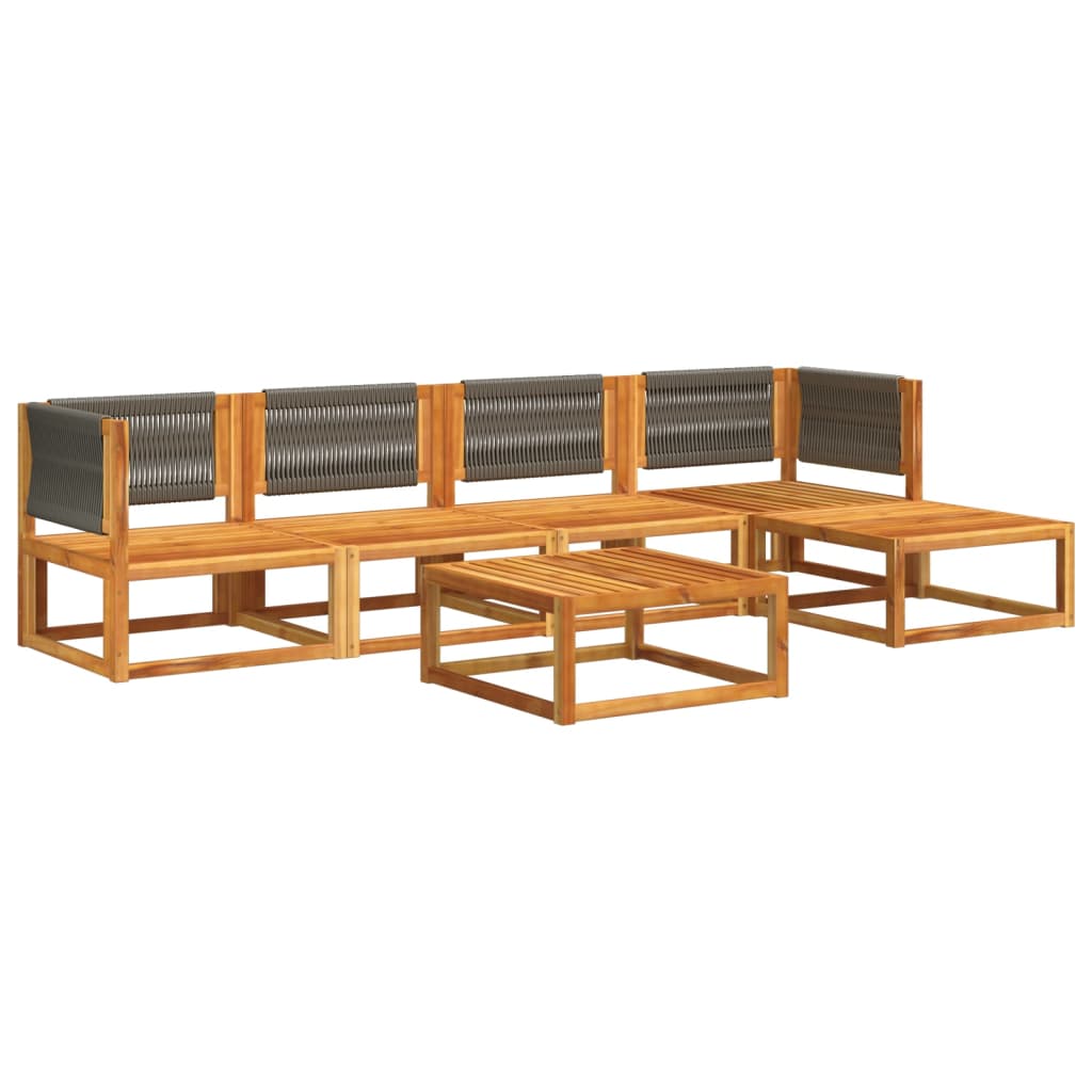 Set di divani da giardino 6 pezzi con cuscini in legno di acacia e corda | homemem39