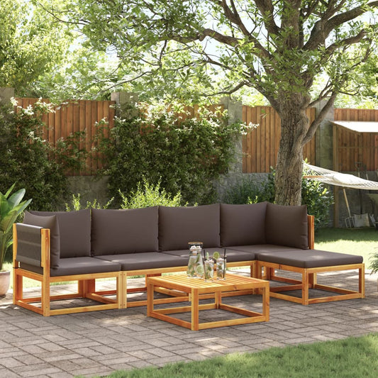 Set di divani da giardino 6 pezzi con cuscini in legno di acacia e corda | homemem39