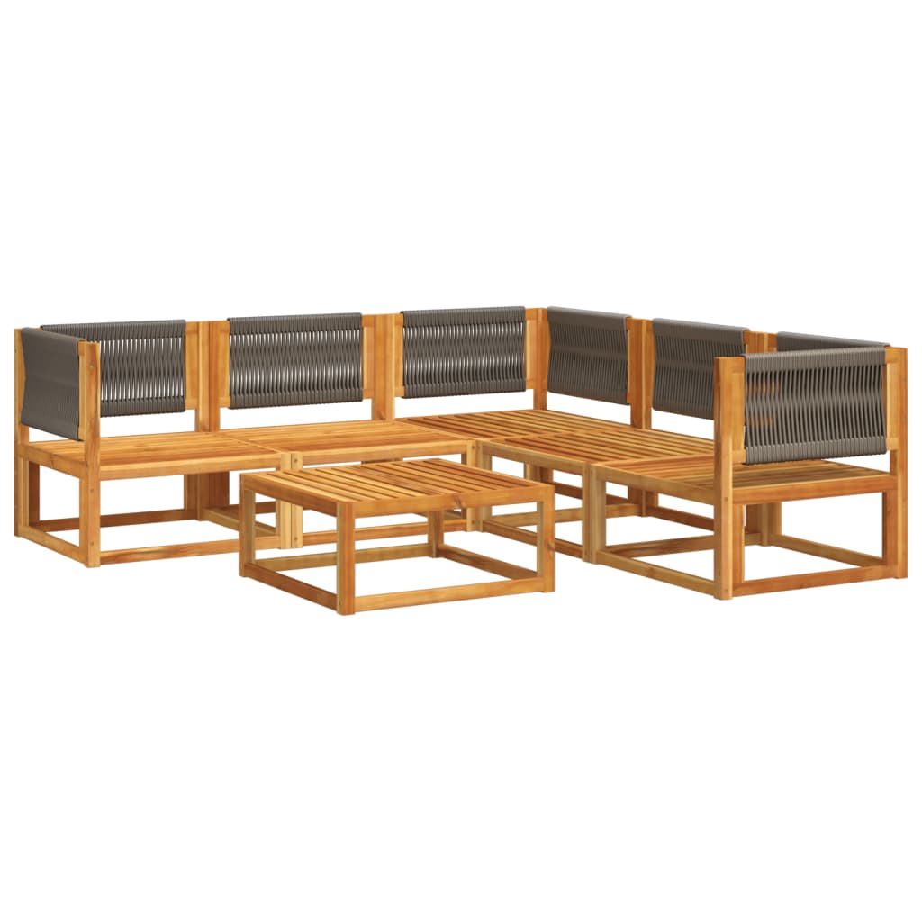 Set di divani da giardino 6 pezzi con cuscini in legno di acacia e corda | homemem39