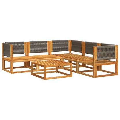 Set di divani da giardino 6 pezzi con cuscini in legno di acacia e corda | homemem39