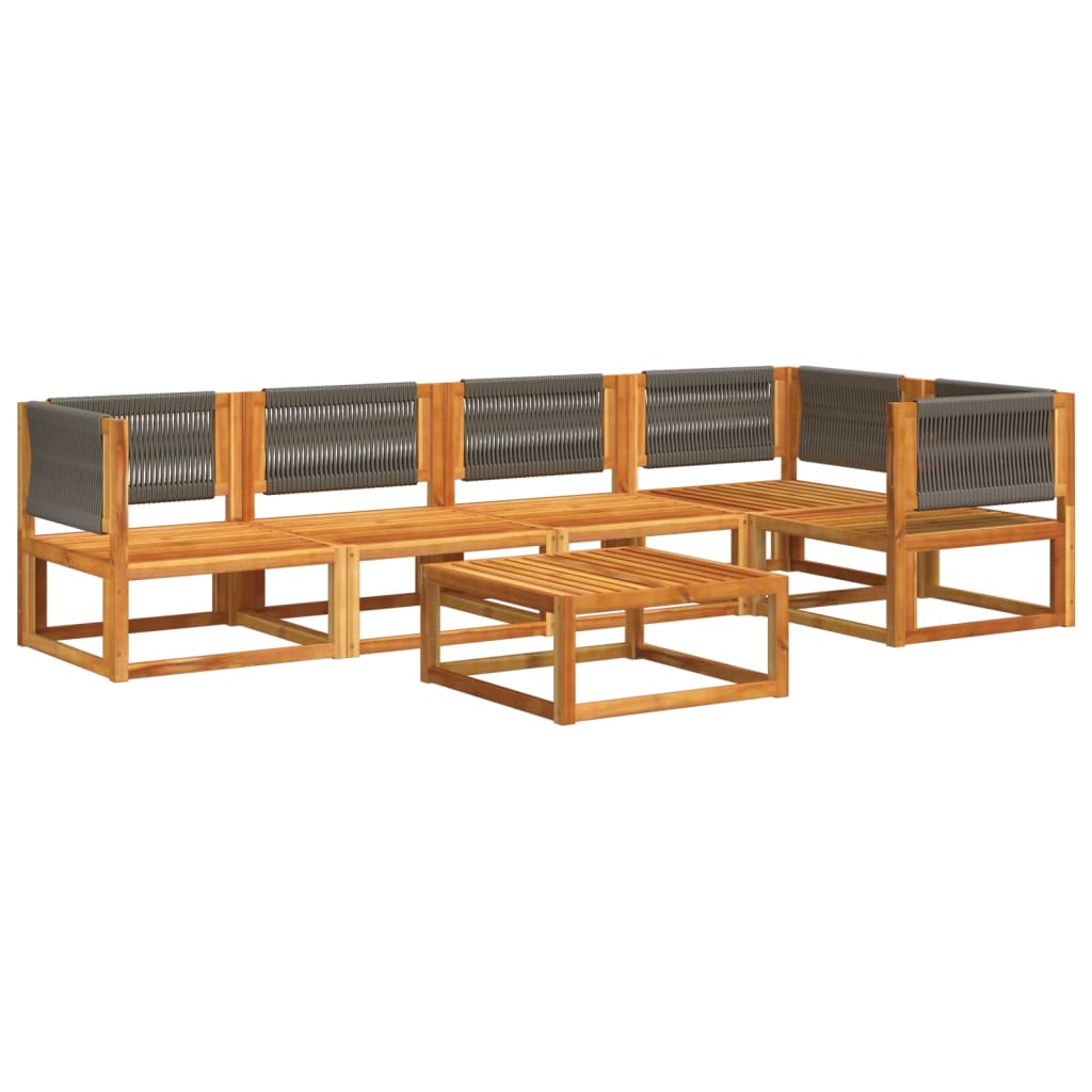 Set di divani da giardino 6 pezzi con cuscini in legno di acacia e corda | homemem39