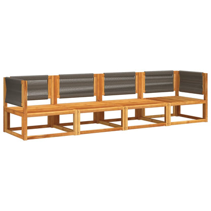 Set di divani da giardino 4 pezzi con cuscini in legno di acacia e corda | homemem39
