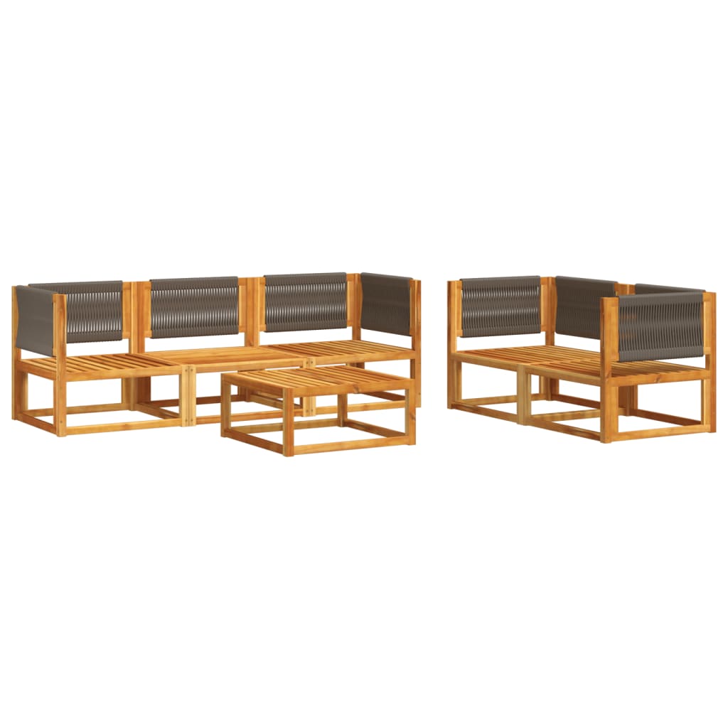 Set di divani da giardino 6 pezzi con cuscini in legno di acacia e corda | homemem39
