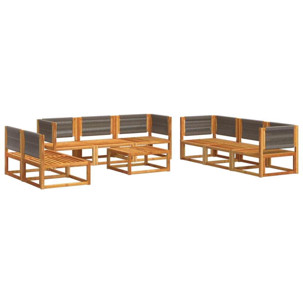 Set di divani da giardino 9 pezzi con cuscini in legno di acacia e corda | homemem39