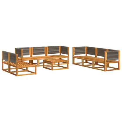 Set di divani da giardino 9 pezzi con cuscini in legno di acacia e corda | homemem39