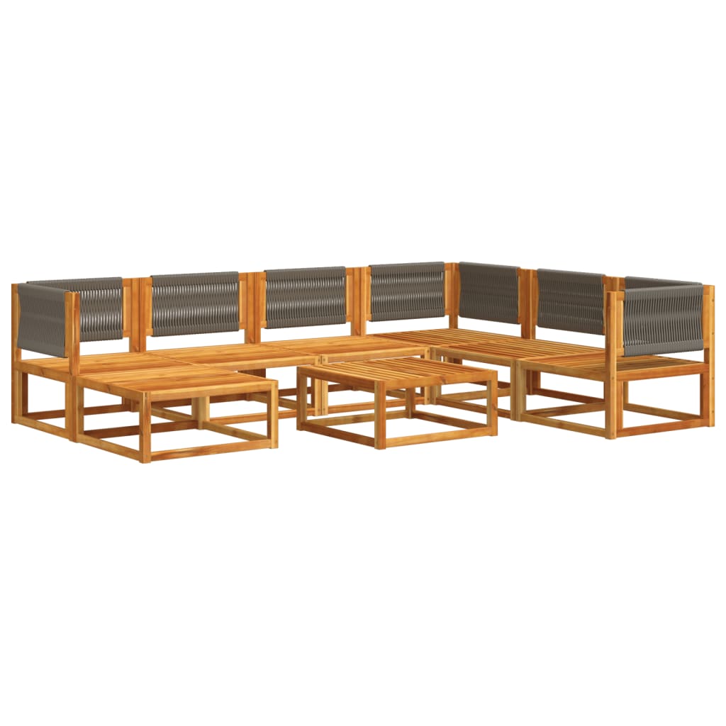 Set di divani da giardino 8 pezzi con cuscini in legno di acacia e corda | homemem39