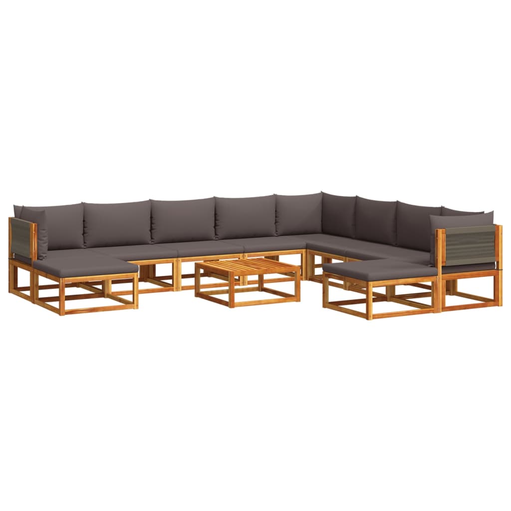 Set di divani da giardino 11 pz con cuscini in legno di acacia e corda | homemem39
