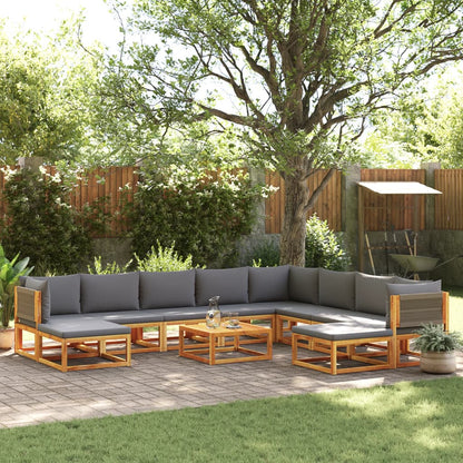 Set di divani da giardino 11 pz con cuscini in legno di acacia e corda | homemem39