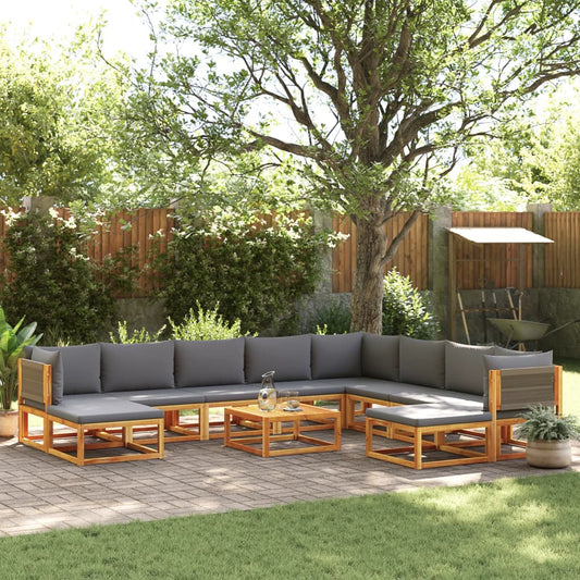 Set di divani da giardino 11 pz con cuscini in legno di acacia e corda | homemem39