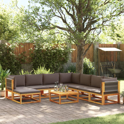 Set di divani da giardino 9 pezzi con cuscini in legno di acacia e corda | homemem39