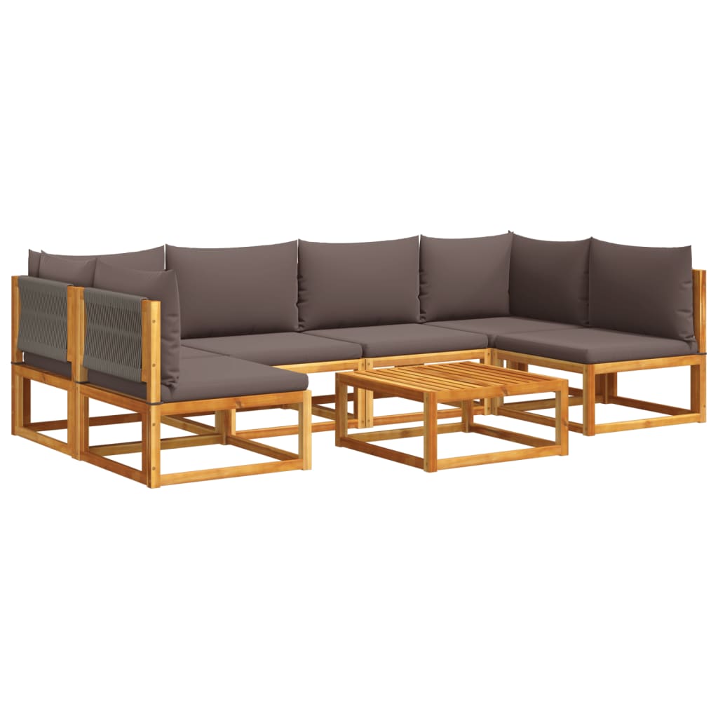 Set di divani da giardino 7 pezzi con cuscini in legno di acacia e corda | homemem39