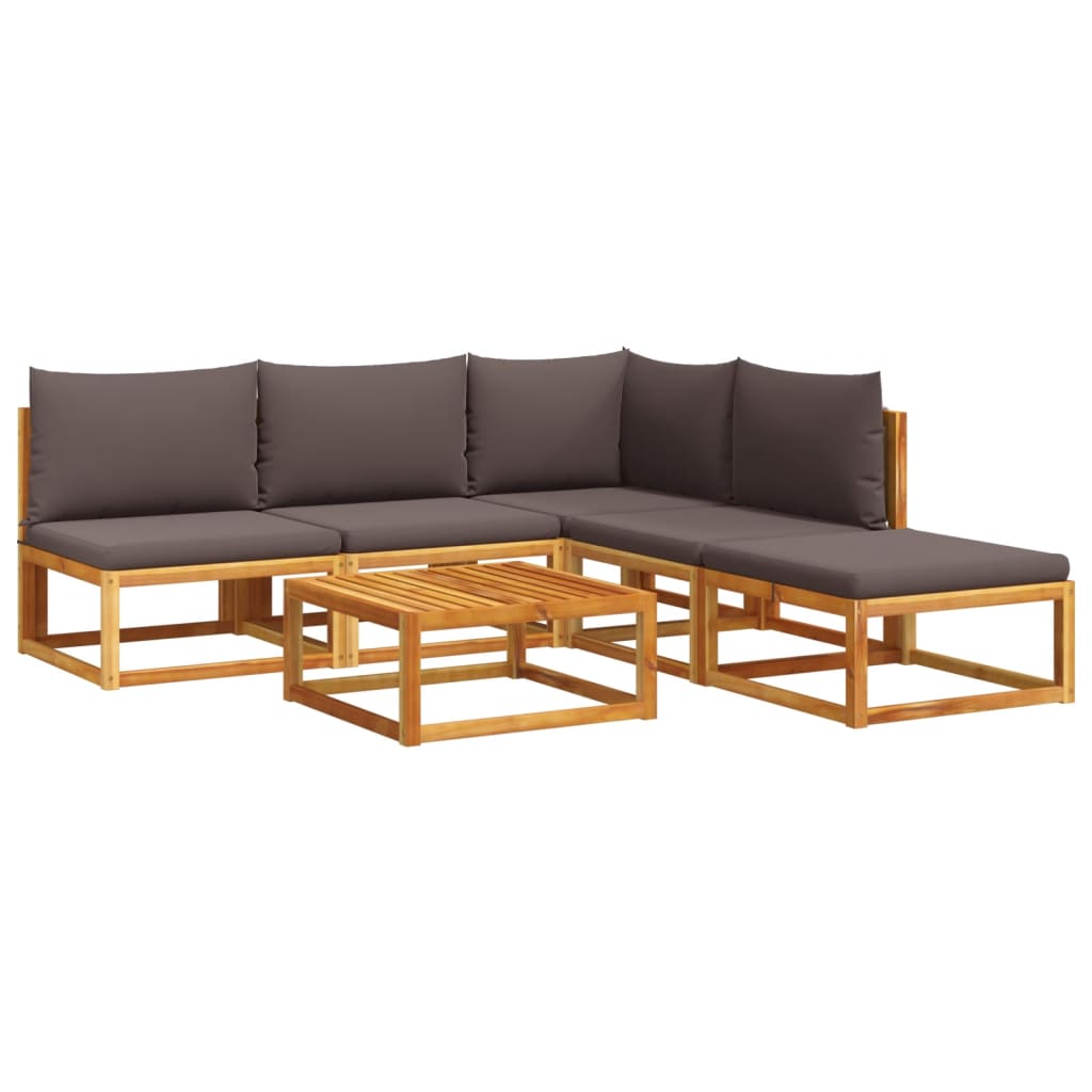 Set di divani da giardino 6 pezzi con cuscini in legno di acacia e corda | homemem39