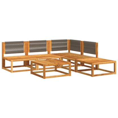 Set di divani da giardino 6 pezzi con cuscini in legno di acacia e corda | homemem39