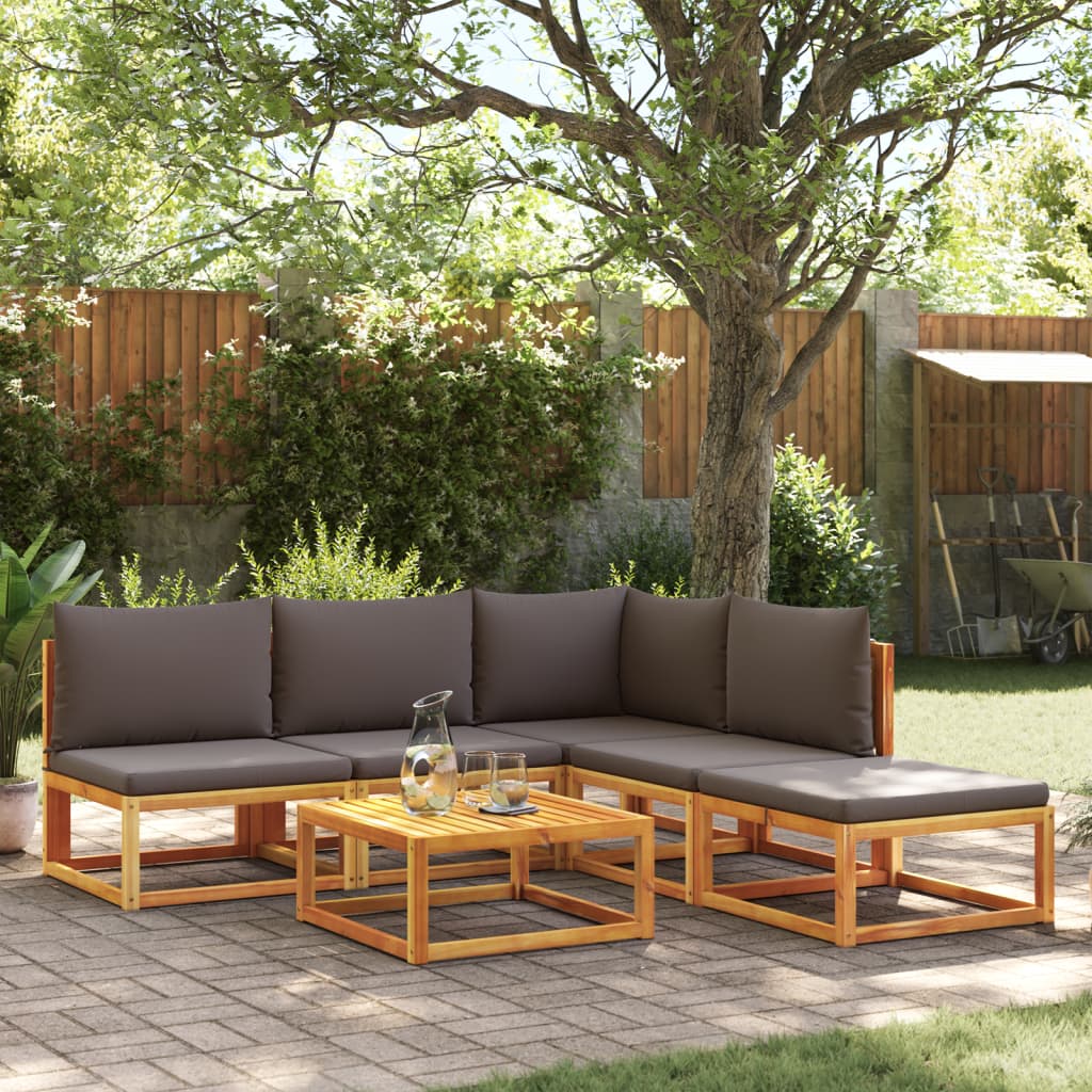 Set di divani da giardino 6 pezzi con cuscini in legno di acacia e corda | homemem39