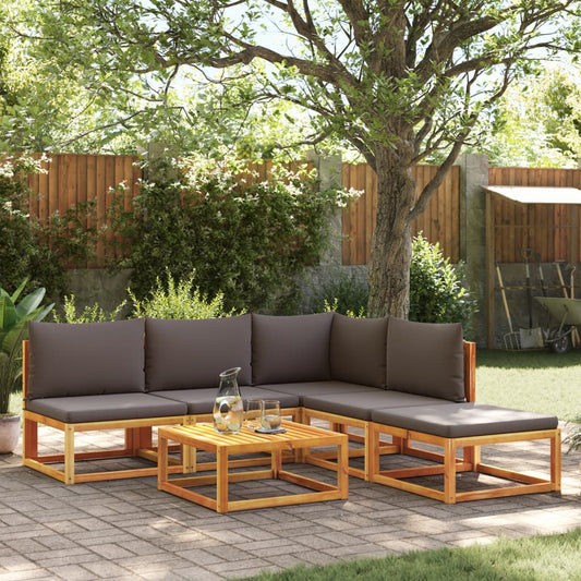 Set di divani da giardino 6 pezzi con cuscini in legno di acacia e corda | homemem39