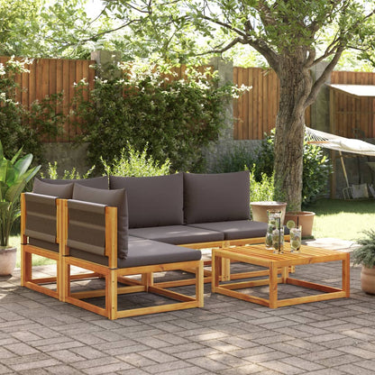Set di divani da giardino 5 pezzi con cuscini in legno di acacia e corda | homemem39